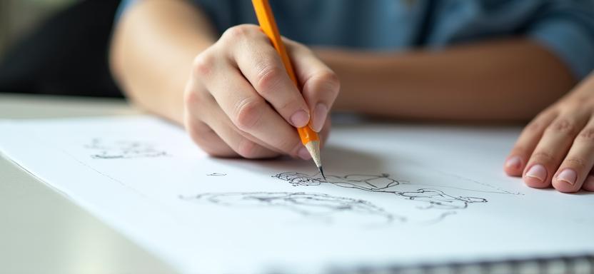 Beginner drawing class practising pencil control and observation