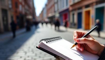 Urban sketcher drawing Dublin city architecture and street scenes